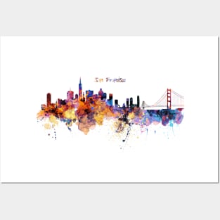 San Francisco watercolor skyline Posters and Art